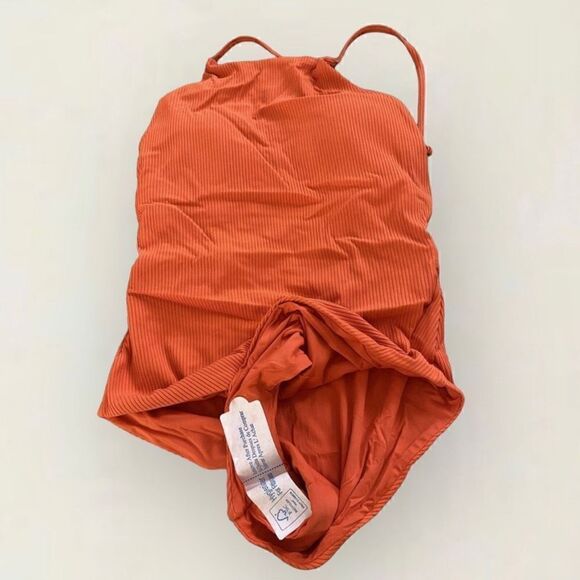 Andie The Asbury Ribed One Piece Swimsuit High neck Adjustable straps Size L NWT - Picture 4 of 9